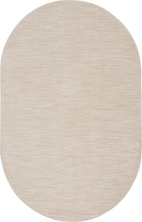 Nourison Home Nourison Essentials Ivory Beige 6' x 9' Oval Area Rug - Easy Clean, Non Shedding, Bed Room, Living Room, Dining Room, Kitchen (6' x 9' Oval)