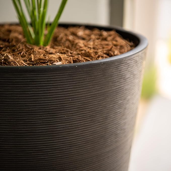 XBrand Modern 28-Inch Tall Round Planter, Modern Tapered Planter Perfect for Indoor & Outdoor Planter, Patio Décor, Black
