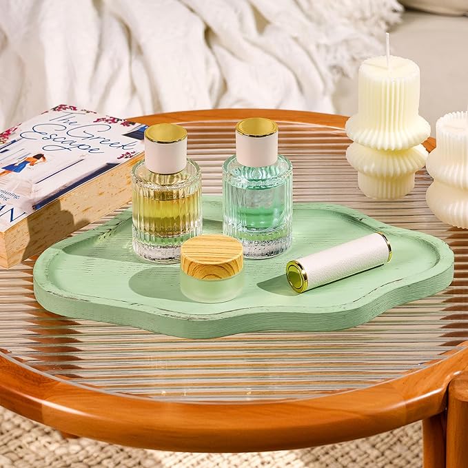 Small Decorative Tray Wood Decorative Serving Tray for Candles Perfume, Cloud Wooden Jewelry Tray Trinket Dish, Wooden Trays for Coffee Table Home Decor