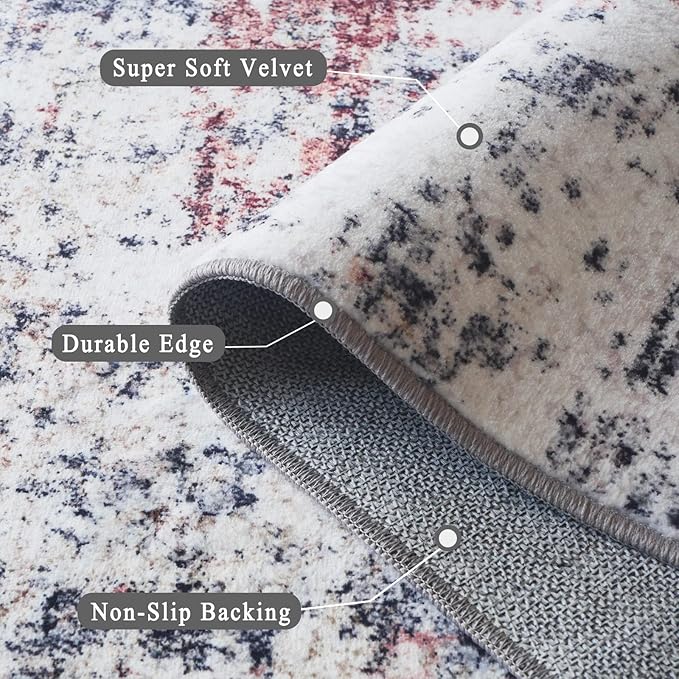 6x9 Area Rug, Ultra-Soft Washable Rug for Living Room, Dinner Room, Bedroom, Non-Slip Modern Abstract Rug, Indoor Carpet Large Area Rug, Brown Black White