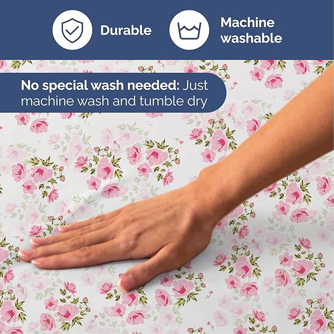 Floral Sheets - Pink Floral Bed Sheet Set - 1 Flat, 1 Fitted & 1 Pillowcase w/ Deep Pockets - Comfy, Wrinkle & Fade Free - Boho Botanical Bedding - Ultra-Soft, Breathable and Cooling - Twin Size Set