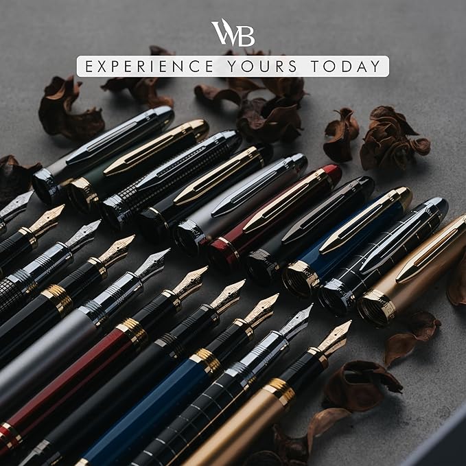 Wordsworth & Black Majesti Fountain Pen-(Red), Luxury Case, 24K Gold Finish; 18K Gilded Extra Fine Nib- Ink Cartridges, Refillable Ink Converter-Calligraphy Pen-Best Business Gift Set for Men & Women
