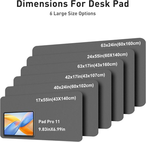 Aothia Faux Leather Desk Mat - Large Non-Slip Mouse Pad & Waterproof Blotter (Grey, 63" x 24")