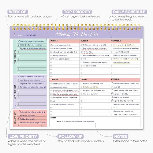 Regine Switzerland Weekly To-Do List Notepad | Bible Highlighters for Organized Planning