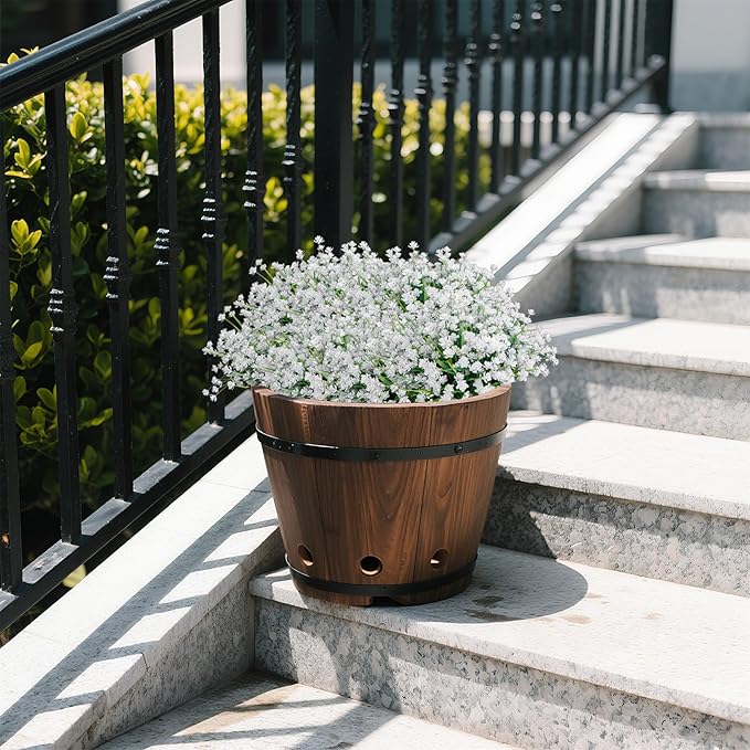 Artificial Flowers Outdoors, 12 Bundles No Fade Fake Flowers UV-Anti Easy to Clean Faux Greenery Plants Faux Plastic Plants Garden for Indoor Outdoor Home Garden Decoration, White