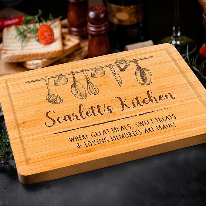 Personalized Engraved Cutting Board, Custom Mother’s Day Gift for Mom, Wife or Grandma, Unique Kitchen Gift Idea for Her, Christmas, Birthday, Housewarming