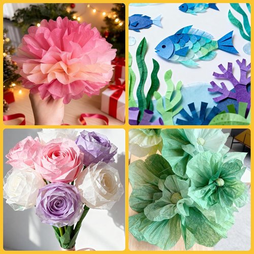 PSISO 360 Sheets Tissue Paper - 40 Vibrant Colors | 14x10 Inch Bulk Gift Wrap for Crafts & DIY Projects