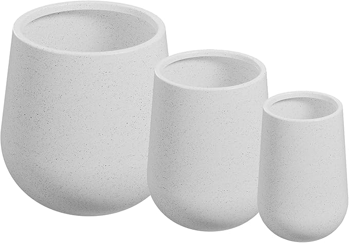 Beuta Large Planters for Outdoor Plants - Set of 3, 15.5/18/20.5 Inches Outdoor Planters for Porch - Tall Planter for Outdoor & Indoor Plants | Large Indoor Plant Pot - USA Made - Limewash