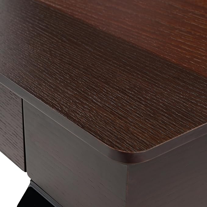 EUREKA ERGONOMIC Ark SWS Standing Desk, 63 inch Executive Desk w Drawers,Modern X-Shaped Leg Luxury Home Office Computer Desk w Monitor Stand,Colorblock Smoked Oak
