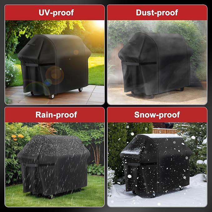 LBTING Grill Cover, 75-inch Heavy Duty 300D Oxford Waterproof Windproof UV Resistant BBQ Gas Grill Cover for Outdoor Barbecue Fit Most Brands Weber, Brinkmann, Char Broil, Holland