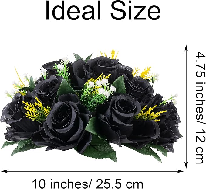 Flower Centerpieces for Wedding Tables: Halloween Table Decorations Black Flower Balls Centerpieces for Engagement Cerebration Party Gothic Center Pieces 2 Packs