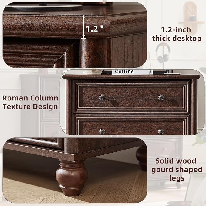 Farmhouse 5 Drawers Dresser Set of 2 for Bedroom, Wood 45" Tall Chest of Drawers, Dresser Rustic Storage Dressers Organizer with Metal Handle Closet for Living Room, Hallway Entryway(Walnut)