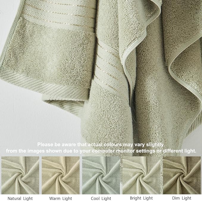 COZYART Sage Green Bath Towels for Bathroom 2 Pcs, 27x54 Cotton Bath Towel Set Super Soft Absorbent Durable 650 GSM Shower Towels for Daily Use