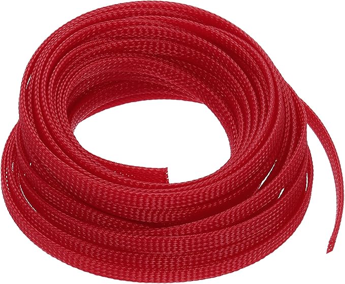 uxcell PET Expandable Sleeving 25ft 1/4" Red Cable Management Sleeve Cord Organizer for Wrap Protect Cable