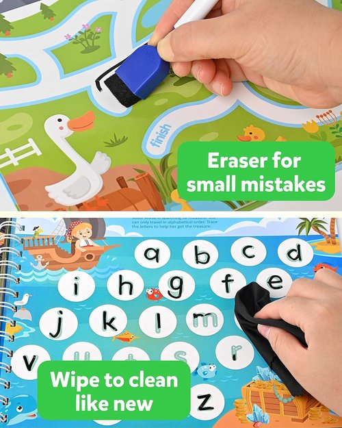Coogam Magic Writing Practice Workbook - Reusable Alphabet & Numbers Tracing for Kids Ages 3-12