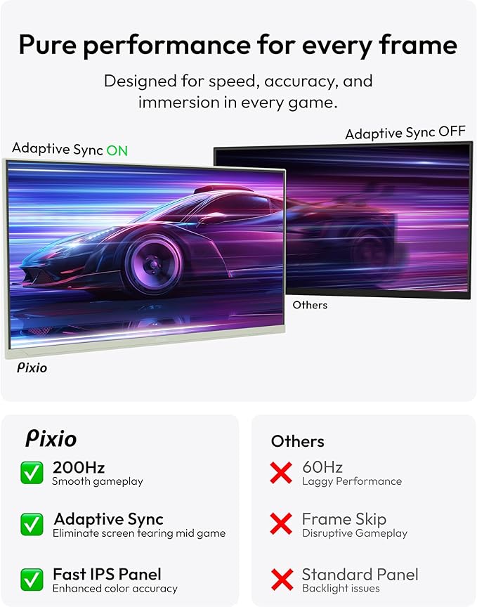 Pixio PX248 Wave Mint Green 24 inch 200Hz Refresh Rate FHD 1080p Resolution Fast IPS Panel 1ms GTG Response Time Built-in Speakers Gaming Monitor with Adaptive Sync