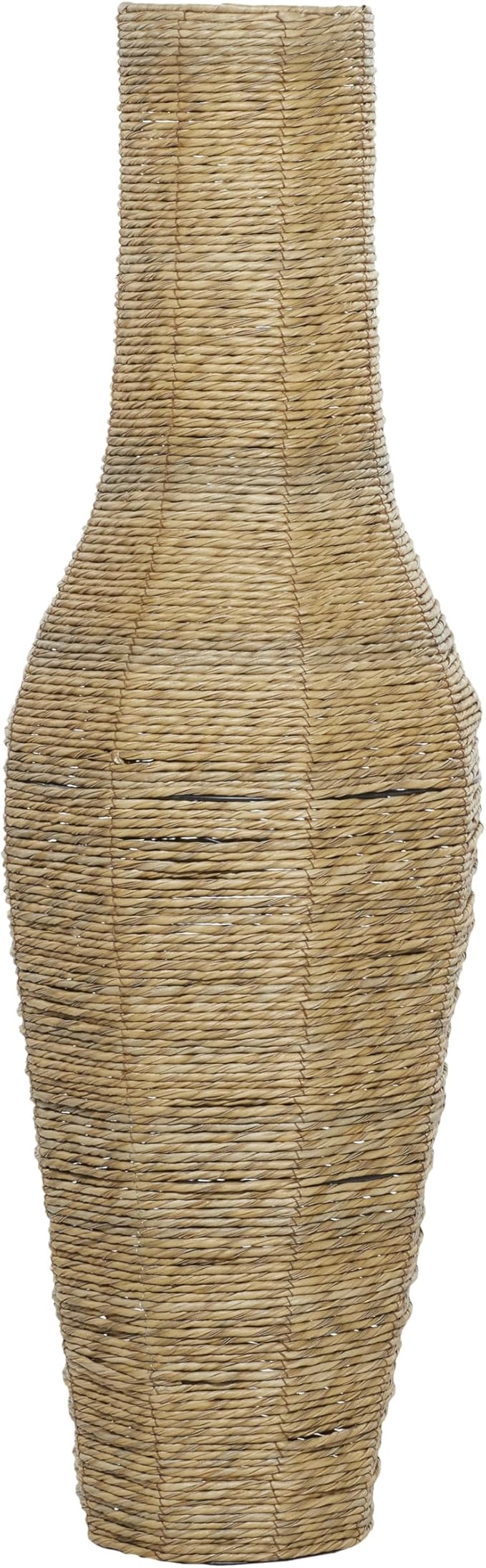 Deco 79 Faux Seagrass Handmade Tall Woven Floor Vase, 14" x 14" x 44", Brown