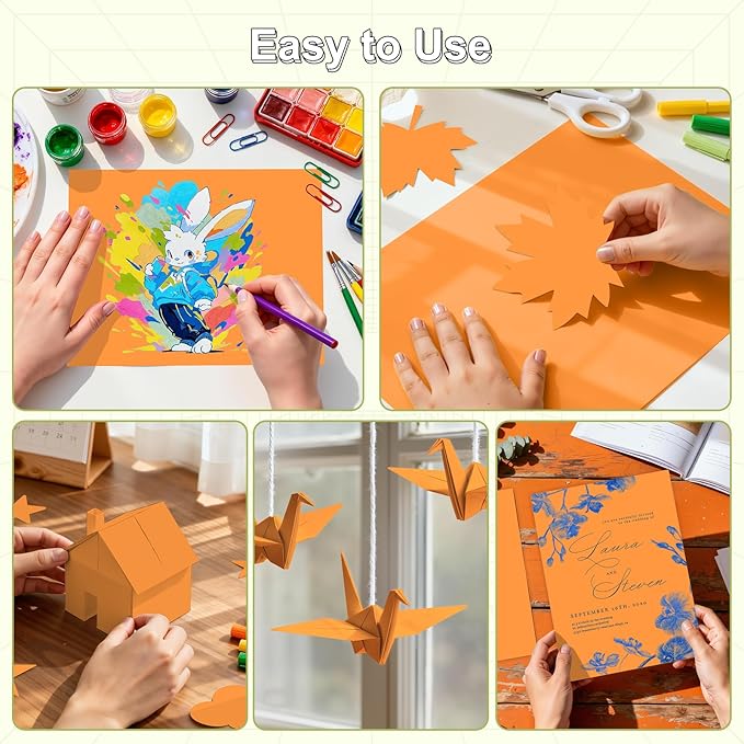 40 Sheets Cardstock 8.5x11, 65lb Fluo Orange Card Stock, Construction Paper, 180gsm Thick Printer Paper for Printing, Painting, Card Making, Kids School Supplies,Party Decorations