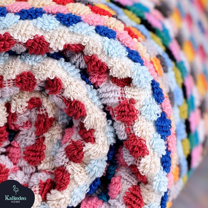 Organic Turkish Cotton Hand Towels for Bathroom | Oversized - 17 x 35 Inches | Large Soft Plush Fluffy Highly Absorbent Towels for Kitchen, Hand and Face (Rainbow, Hand Towel)