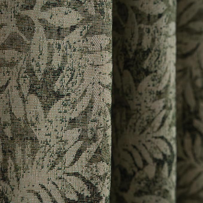 ENJOYBRIDAL Green Leaf 84 Inch Curtains 2 Panel Set Farmhouse Floor Length Drapes Semi Sheer Rod Pocket Bedroom Rustic Window Curtain Panels Living Room Boho Aesthetic Country Tassel Window Treatments