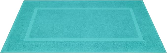 Cotton Paradise 100% Cotton Turkish Bathmat Set, Soft Absorbent Quick Dry, 2 Piece 20x34 Bathmat Floor Set, Turquoise