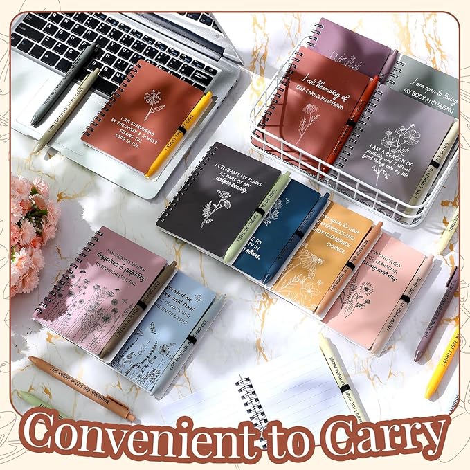 Kosiz 72 Pcs/36 Set Positive Affirmation Gifts Gratitude Spiral Notebooks with Pens Motivational Encouragement Notepads Daily Affirmations Journal for Women Valentine Galentine Gifts (Vibrant)