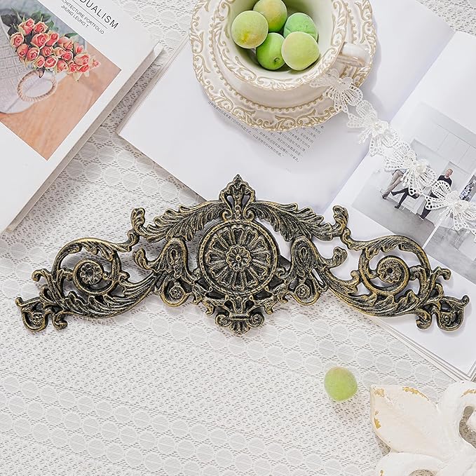 Sungmor Antique Style Cast Iron Wall Decor - Ornate Scroll and Floral Design Metal Plaque for Home or Garden Décor - Fireplace Mantel, Furniture Decorative Accent - 17.5 Inch & Rustic Gold Finish