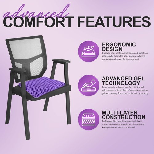 Bulletproof Gel Seat Cushion - Ultra Soft Cooling Gel Pad with Padded Cover | Orthopedic Pressure Relief for Seniors, Car & Office
