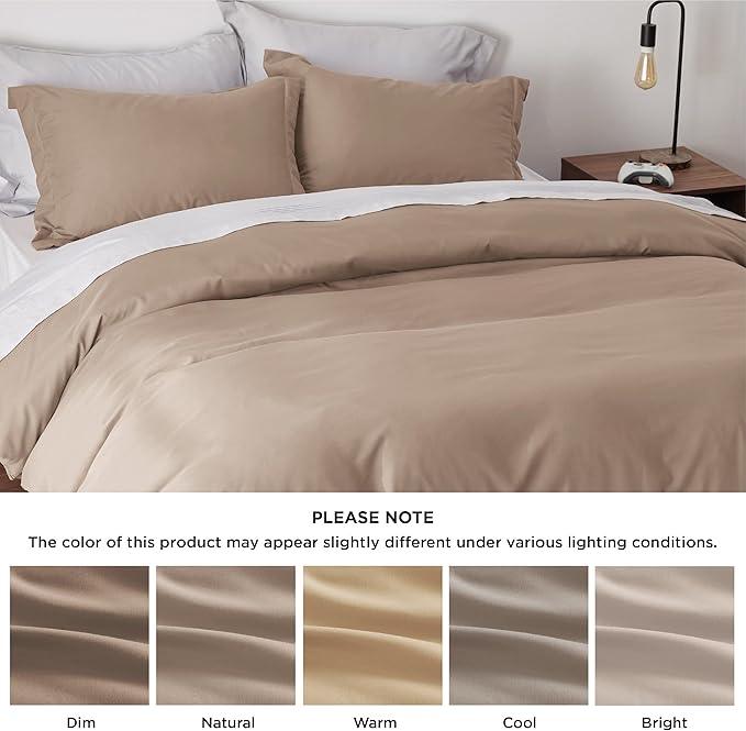 Bedsure Duvet Cover Full Size - Soft Double Brushed Bedding Set for Kids & Adults, Zipper Closure, 3 Pieces, Includes 1 Duvet Cover (80"x90") & 2 Pillow Shams, NO Comforter, Khaki