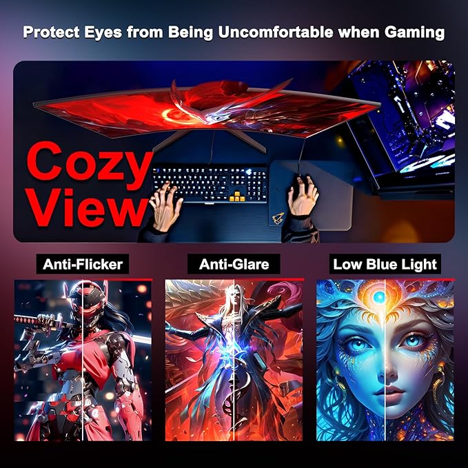 SANSUI 27 Inch Curved Gaming Monitor 200Hz 1ms with Speakers FHD 1080P Computer Monitor FreeSync|1500R|130% sRGB|HDR|Low Blue Light|HDMI DP Ports|VESA Mount|Metal Stand(HDMI Cable Incl.)
