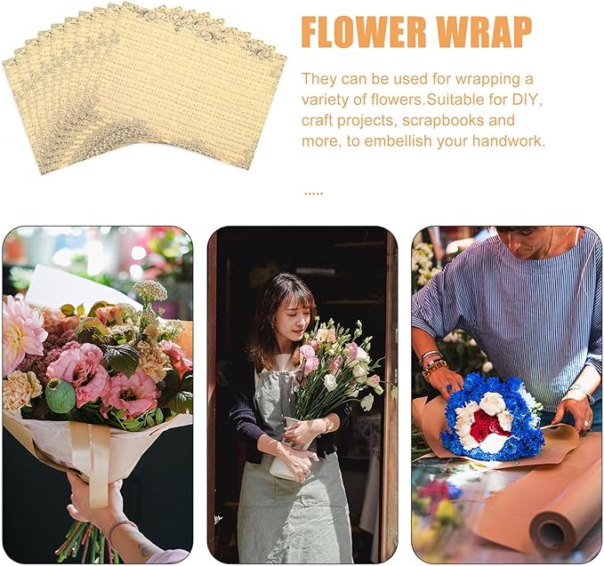 WRITWAA 20 Sheets Vintage Floral Wrapping Paper Bouquet Wraps with Musical Note Pattern Breathable Lightweight Kraft Paper for Wedding Packaging DIY Crafts Flower Decorations