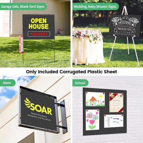Coroplast | 8-Pack Plastic Poster Board - Waterproof 24" x 36" Blank Sheets for Yard Signs, Crafts, Black