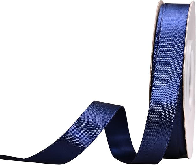 YAMA Navy Blue Double Face Satin Ribbon 5/8" 25 Yards Navy Ribbon for Gift Package Wrapping,Floral Design,Hair Bow Clip Making,Crafting,Sewing,Wedding Decor