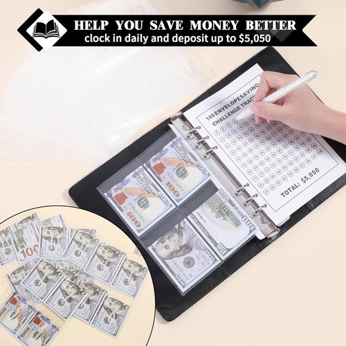 NICOOTH A5 Savings Challenge Book - 100 Envelopes Money Saving Binder for Easy and Fun Saving