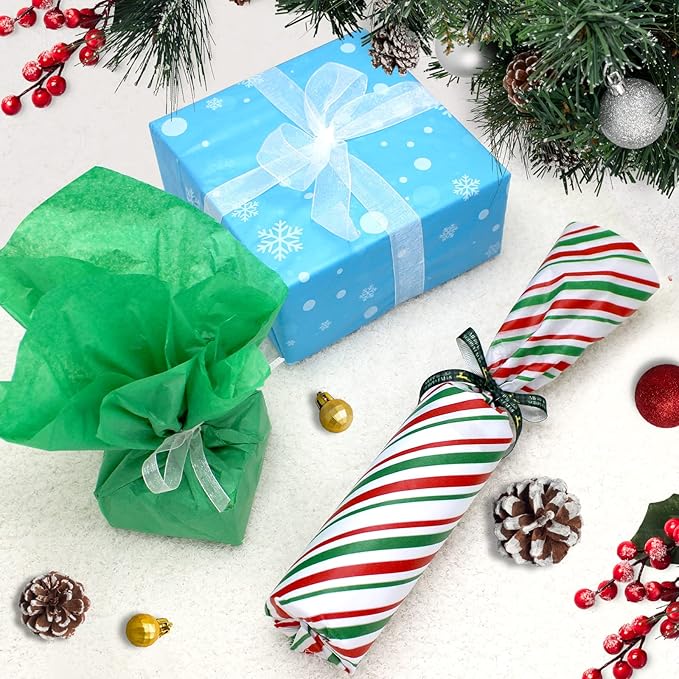 Hifunwu 160 Sheets Christmas Tissue Paper for Gift Wrapping Bags, Christmas Holiday Tissue Paper Bulk for Gift Bags Wrapping