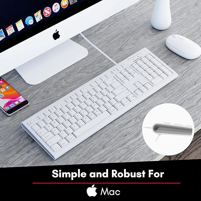 Macally Extended Wired Keyboard and Mouse Combo, Ergonomic Comfort