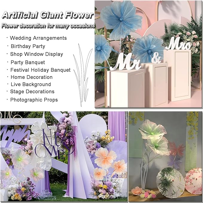 Giant Flowers for Decoration,Wedding Reception Essential,5.6 ft Huge Artificial Silk Flower,Ideal for Party Banquet Background Decor and Photographic Props(Blue)
