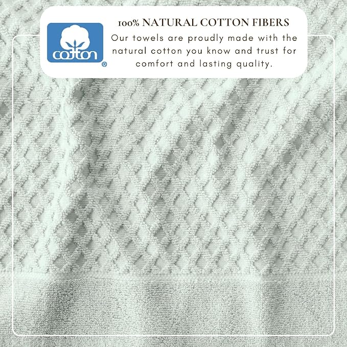Great Bay Home Bath Towels - 100% Cotton 6 Piece Bath Sheet Set - Diamond Waffle Weave - Absorbent, Durable, Quick-Dry Towels for Bathroom (Pastel Blue)