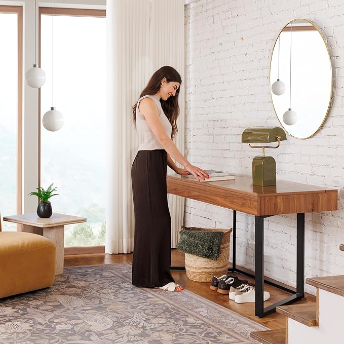 Transformer Table to Desk – Expandable Dining Table to Computer Desk, Work-from-Home Office Desk, Gaming Desk, Study Desk, Space-Saving Adjustable Furniture (Dark Brown)