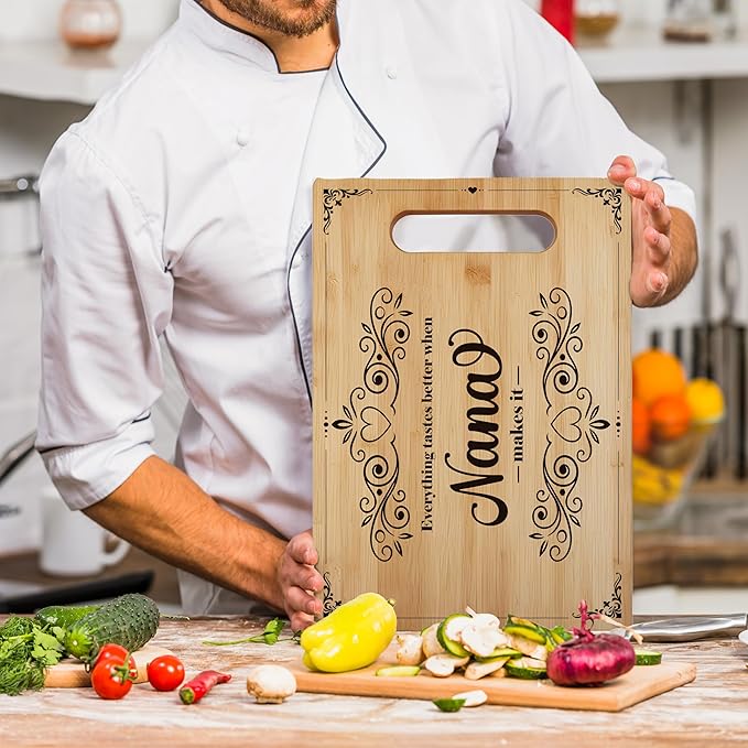Nana Cutting Board Chopping Board, Nana Gifts from Grandkids, Best Nana Gifts, Gifts for Nana, Grandma Kitchen Gifts, Nana Grandma Decorative Bamboo Cutting Board for Kitchen
