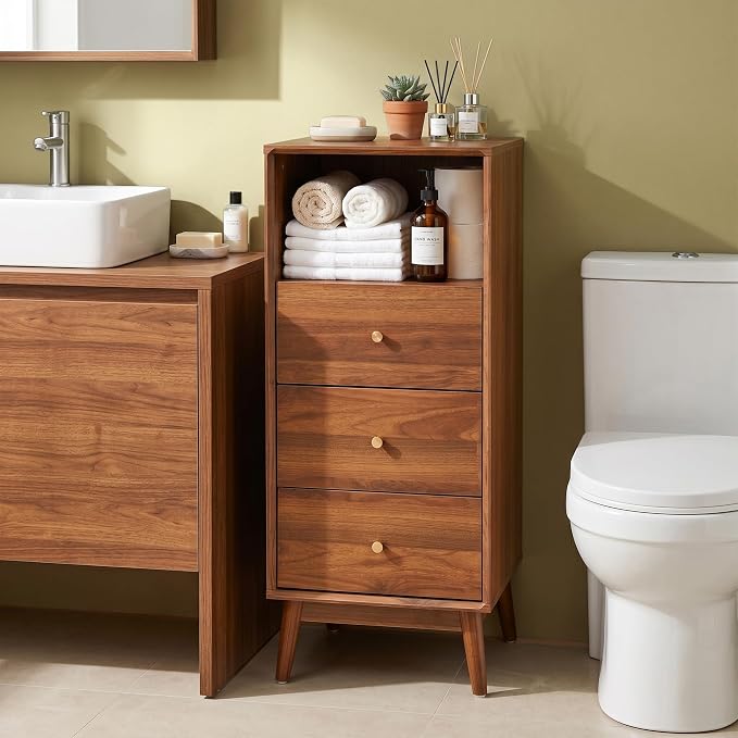 Bifins Tall Bathroom Cabinet with 3 Drawers, 37.6 Inch Narrow Bathroom Storage Tower for Bathroom Living Room Laundry