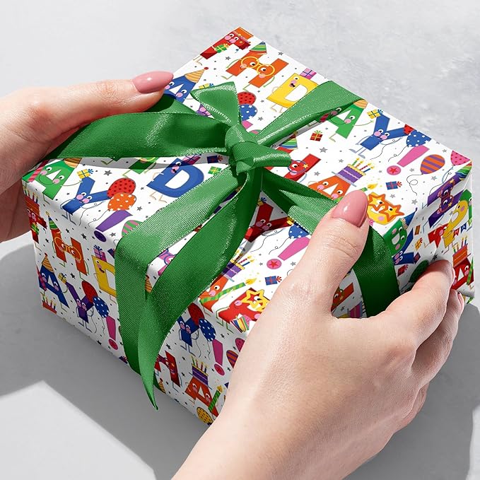 Jillson Roberts Gift Wrap, Birthday Characters (8 Rolls 5 feet x 30 inches)