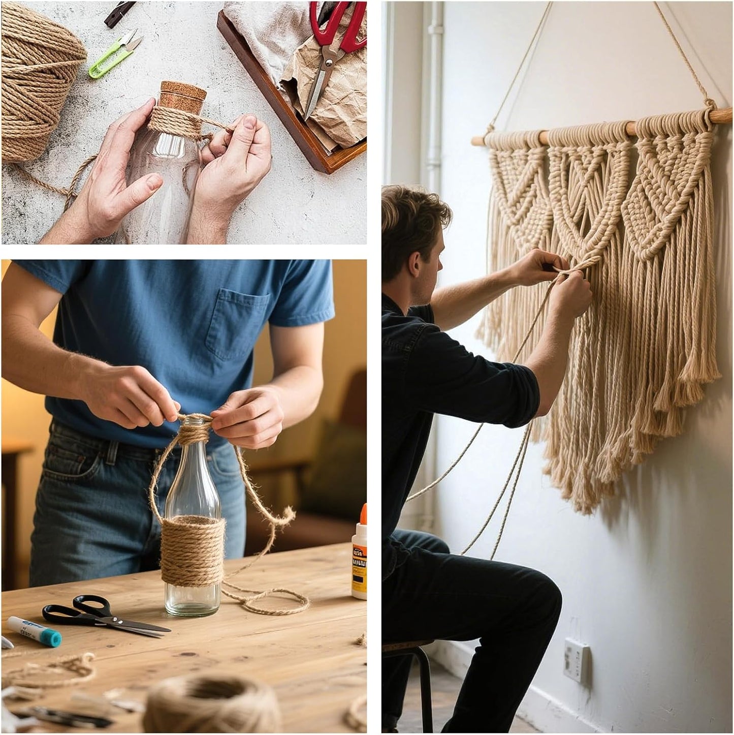 Twine String 5mm - Heavy Duty Natural Jute Twine Rope for DIY Crafts & Gardening | Eco-Friendly 164 Feet