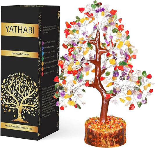 Chakra Tree - Crystal Tree - Feng Shui Tree - Crystal Tree for Positive Energy - Money Crystal Stone - Bonsai Tree - Chakra Tree of Life Decor - Tree of Life Sculptures Tabletop - Good Luck Gifts