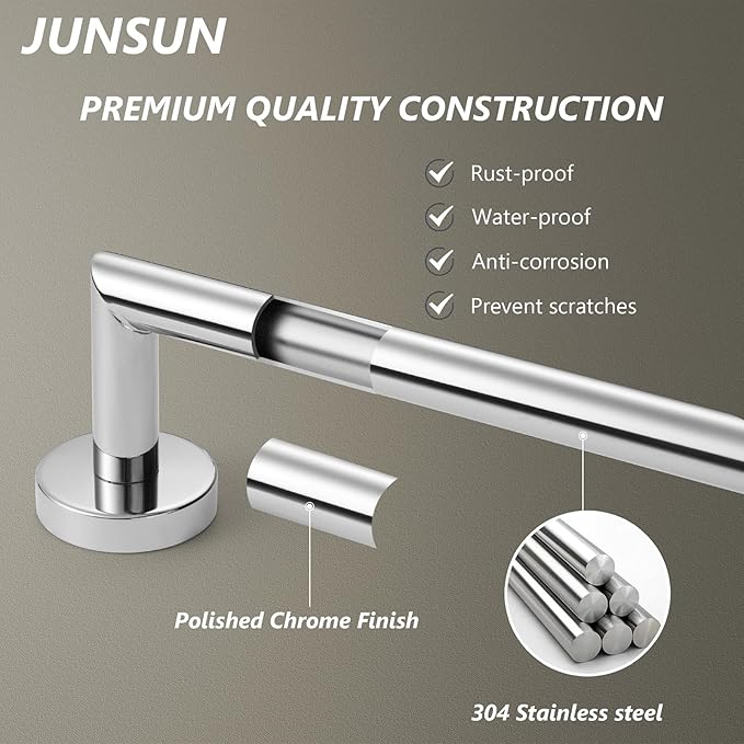 Bath Towel Bar 30 Inch Towel Rack for Bathroom Wall Mounted Bath Towel Holder Modern Towel Rods Chrome Towel Hanger Bathroom Accessories Towel Rails Stainless Steel Single Towel Bars Polished Chrome