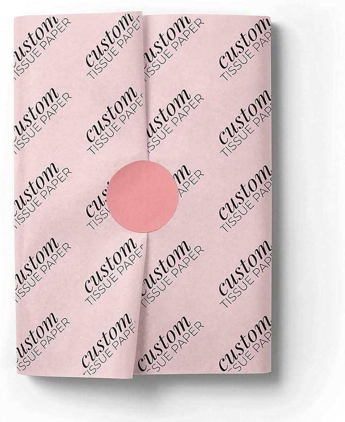 COACO Personalized Tissue Paper, Your Custom Design, Logo, or Text, Great for Holiday or Special Occasion, Small Business Packaging or Gift Wrapping, Gift Bags, 30, 50, or 100 Count, Blush (18"x15")