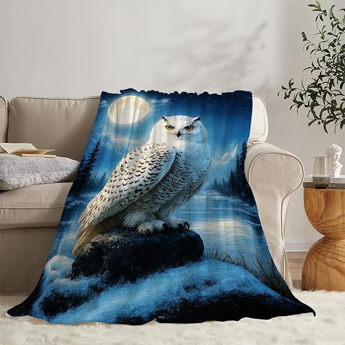 Owl Blanket Cute Owl Throw Blanket Soft Cozy Fleece Fuzzy Stuffed Plush Flannel Gifts for Girls Women Boys Kids Adults50 X60