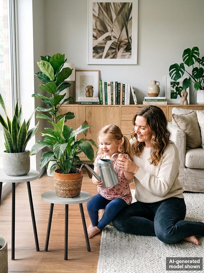 Plant Stand Indoor Tall: Corner Wood Plant Stand 2 Pack Mid Century Modern Decor - Small Round Plant Table for Indoor Plants - Outdoor Plant Holder for Patio Living Room Bathroom Office (White)