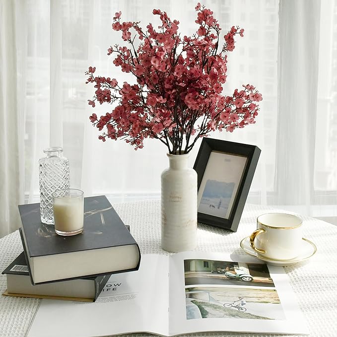 Mandy's Dusty Pink Artificial Baby’s Breath European Flowers 6 Bundles Silk Gypsophila with Bendable Stems for Fall Thanksgiving & Christmas Centerpiece Wedding Decor and Table Arrangements