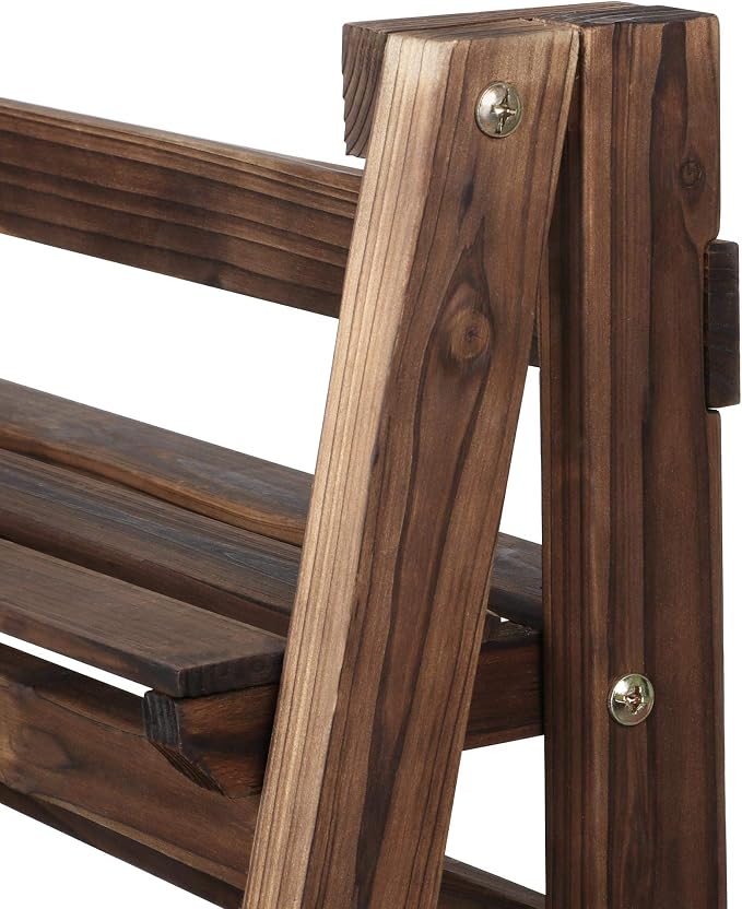 Topeakmart Wooden ladder Shelf Plant Shelf, Multiple Tired Shelf Sturdy and Foldable Storage Shelf Solid folding Wood for Garden/Balcony/Yard/Living Room Storage, No assemble, Brown